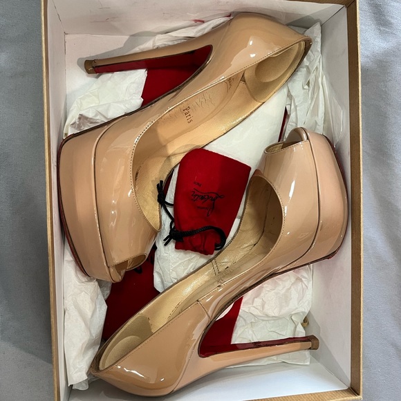 Christian Louboutin Banane 140 mm nude platform heels size 37.5 - Picture 7 of 8